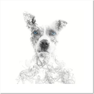 Doggo in the Smoke - Blue Eyes // Bilcos Designs Posters and Art